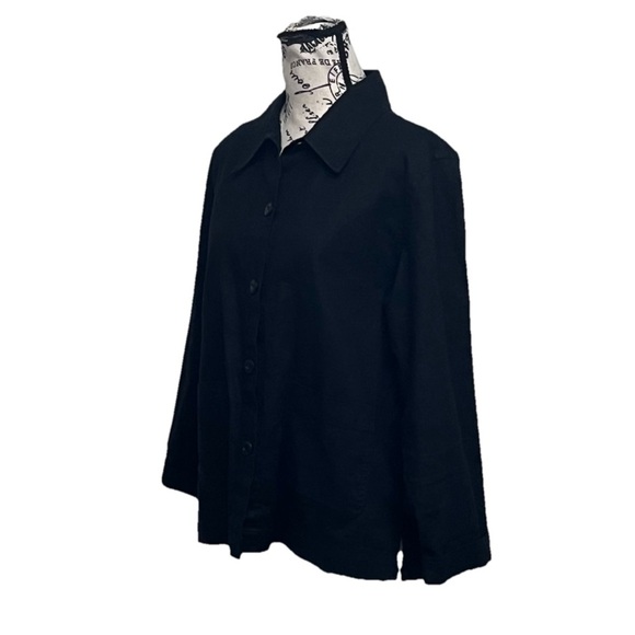 Vtg Y2k Basic Editions Shacket Black Linen Biker Moto Goth Grunge Witchy Vampy L - Picture 2 of 8